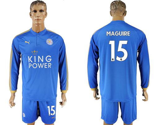 Leicester City #15 Maguire Home Long Sleeves Soccer Club Jersey
